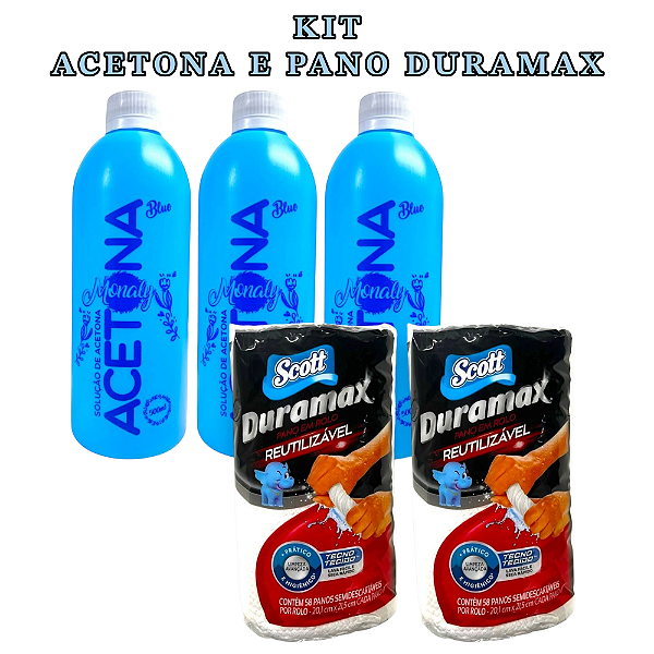 kit 3 und Removedor de esmalte Monaly 500ML 2 und Pano Rolo Multiuso Duramax