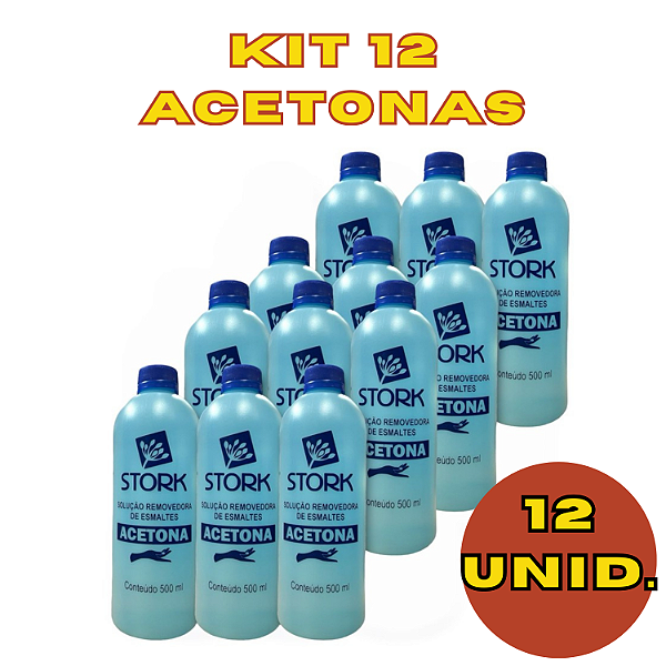 KIT 12 Stork Acetona Removedor de Esmalte 500ml