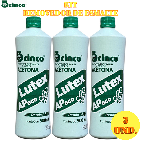 Kit 3 Lutex acetona removedor 500ml removedor de esmalte