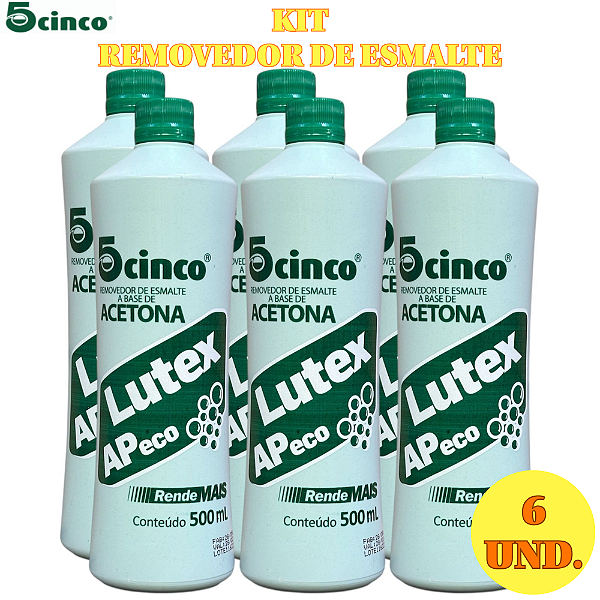 Kit 6 Removedor de Esmalte 500ml | Lutex Acetona | Limpeza Profunda | Uso Profissional