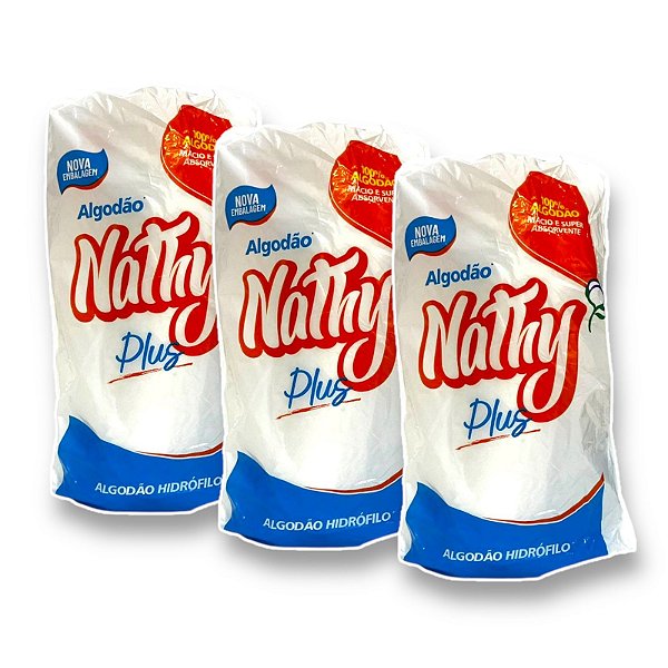 Kit Algodão Hidrófilo Rolo 250g Multiuso Estética Nathy 3 unidades