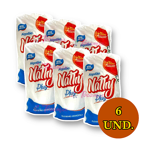 Kit Algodão Hidrófilo Rolo 250g Multiuso Estética Nathy 6 unidades