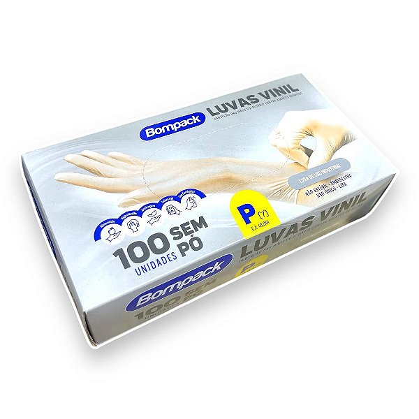 Luvas Vinil sem pó com pó 100 unidades Bompack