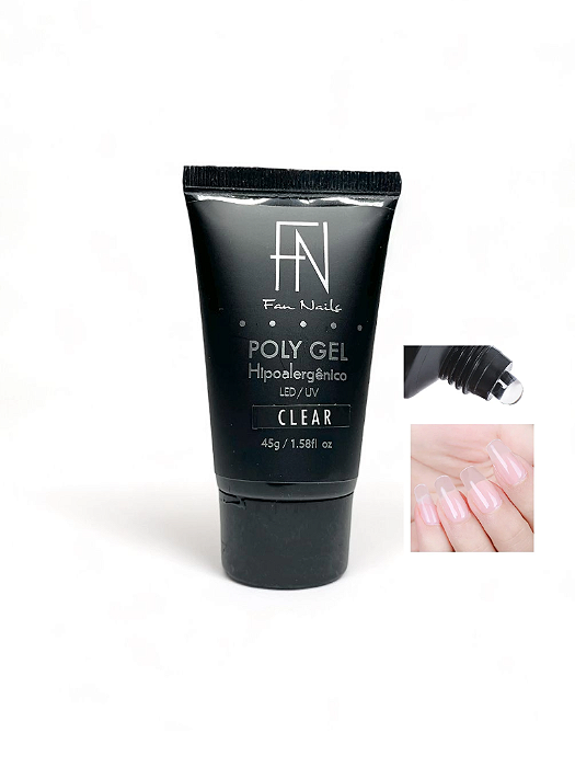 Polygel Hipolergênico Clear Fan Nails 45g