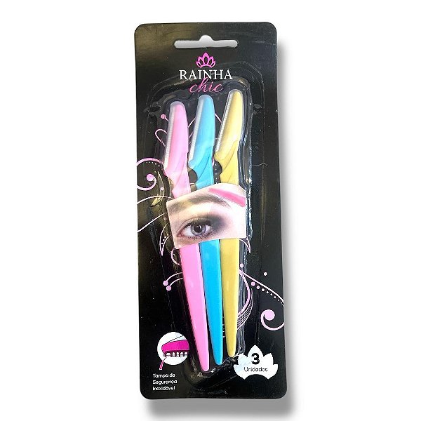 Kit 3 Navalha Aparadora para Sobrancelhas Rainha Chic
