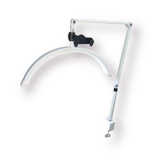 Luminária Meia Lua de Mesa com suporte para celular bivolt Controle de luz Branco