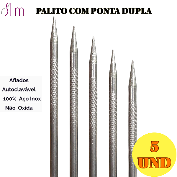 Kit 5 und Palito para cutícula com ponta Dupla Açox inox
