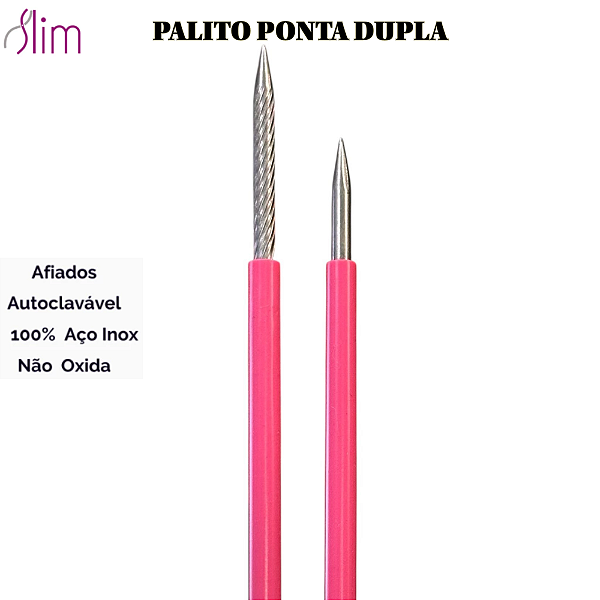 Palito para cutícula com ponta Dupla emborrachada Açox inox