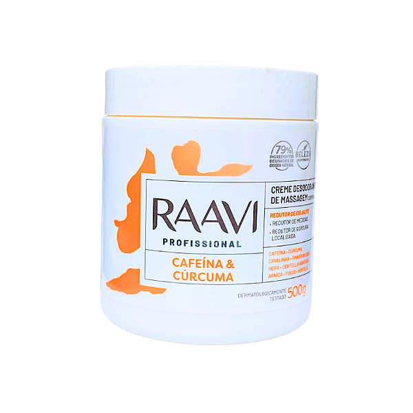 Raavi Creme Desodorante de Massagem Corporal 500g | Cafeína e Cúrcuma