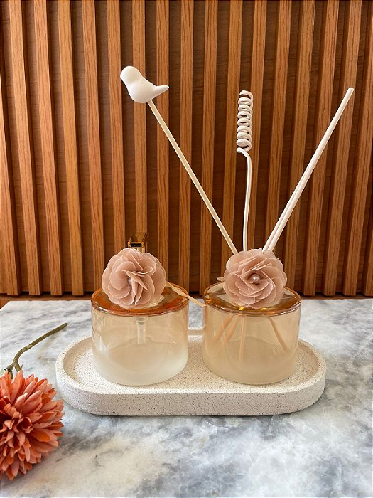 Kit Lavabo Bruna Champagne Com Bandeja