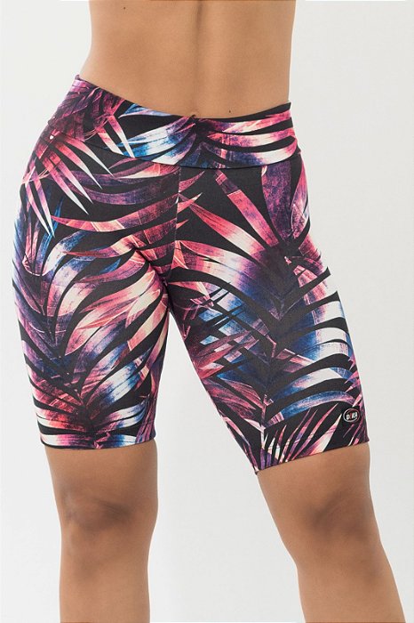 Bermuda Supplex Compressão Estampa Folhagens