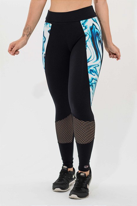 Legging Supplex com Tela e Detalhe Acqua