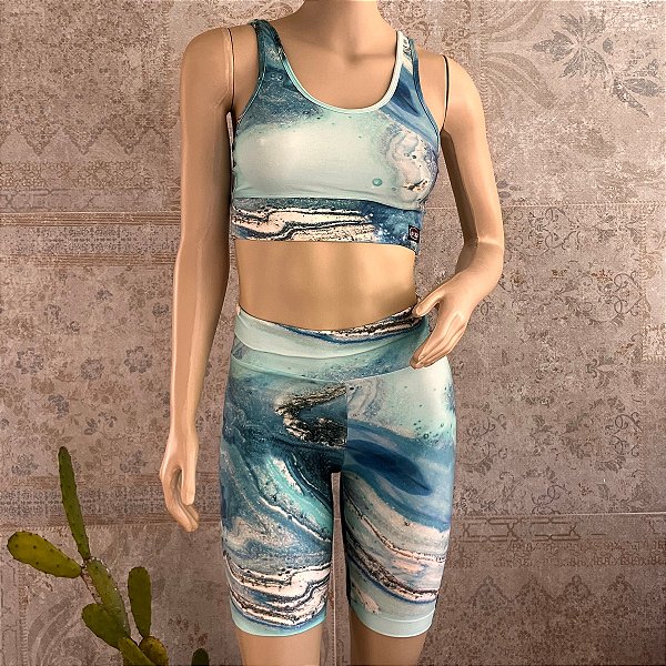 Conjunto Bermuda+ Cropped Supplex Estampa Dunas