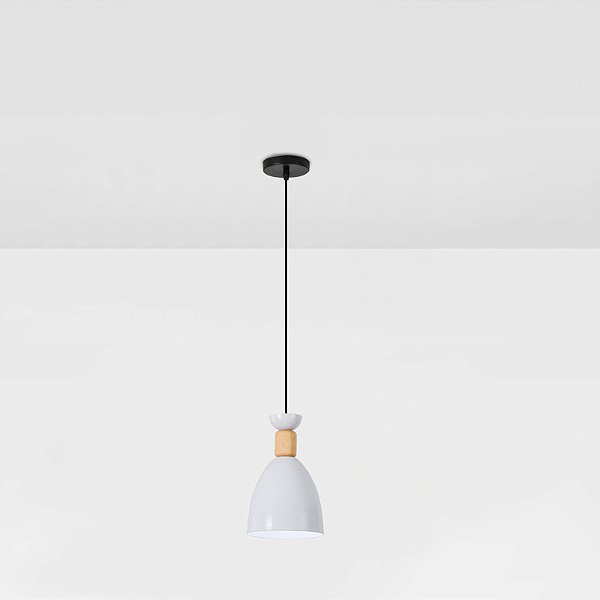 Luminária Pendente Moderna de Teto com detalhe de Madeira
