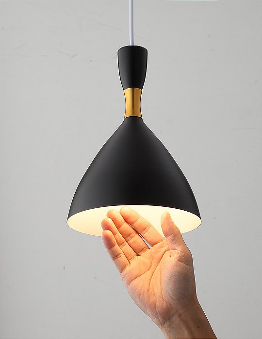 Luminária Pendente de Teto Moderna com detalhe Dourado