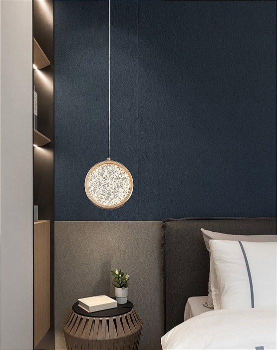 Luminária Pendente LED de Teto Moderno Cristal Circular