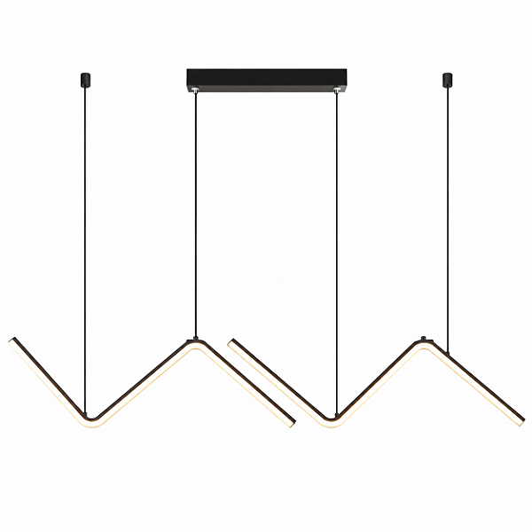 Luminária Pendente LED Zig Zag Triângulo 32W Preta Bivolt 3 Tons de Luz 90cm