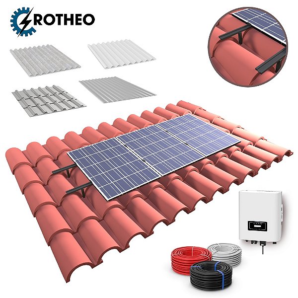 Kit Gerador de Energia Solar Fotovoltaico 2,2 kWp On Grid 4 painéis 550 W + microinversor Deye 2kW + Estrutura + Cabo 3
