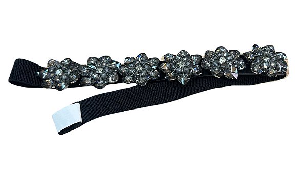 CINTO PRETO COM DETALHES EM FLOR
