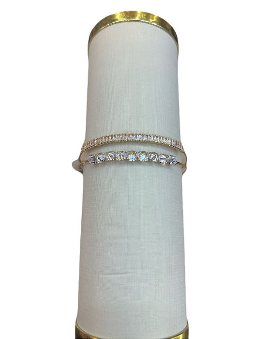 BRACELETE DOURADO C/ PEDRAS BRANCAS
