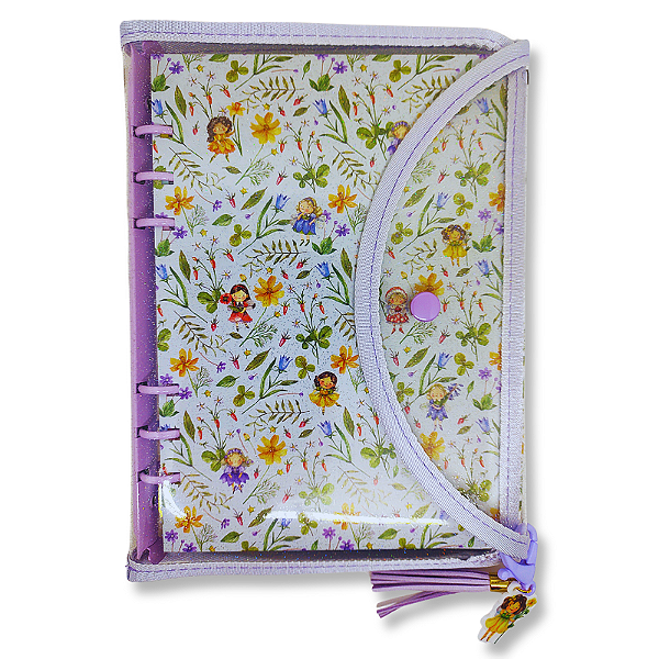 Fichário Glitter Floresta Encantada com Folhas Decoradas