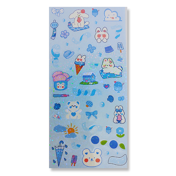 Cartela de Adesivos Holográficos Cute Animals