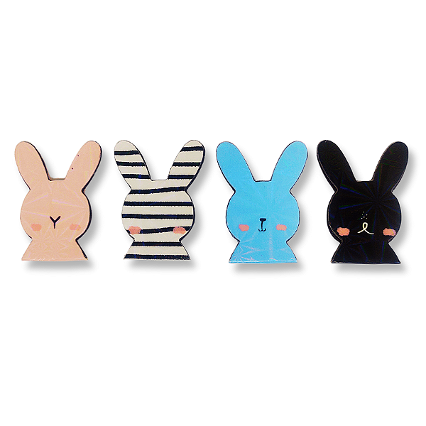 Marcador de Página Magnético Coelhos - Kit com 4 unidades