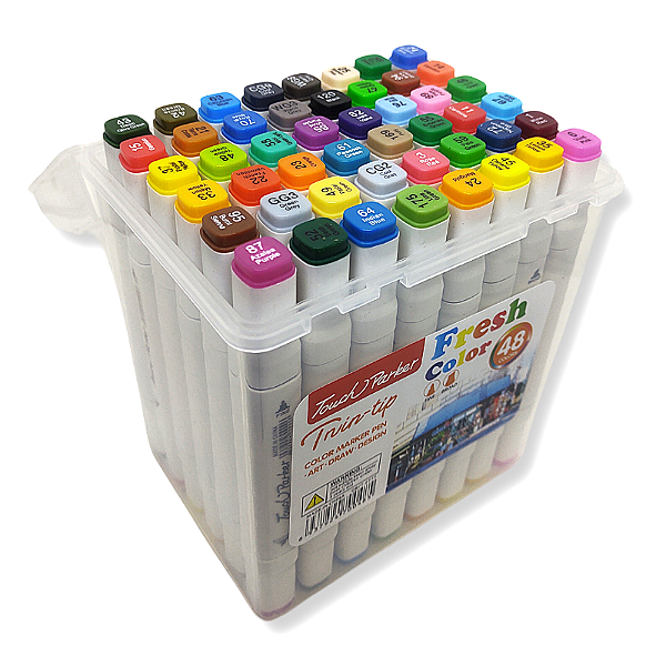 Marcador de Ponta Dupla Touch Fresh Colors para Colorir - Estojo com 48 cores