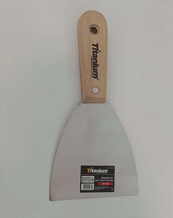 Espátula de aço inox cromada 10 cm profissional - Titanium