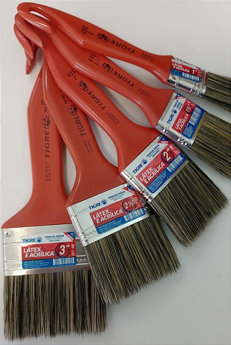 Pinceis para pintura com trincha profissional Tigre- Kit 5 unidades