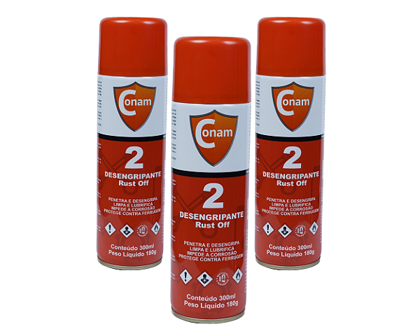 Desengripantes spray Conam lubrificante antiferrugem 300ml- Kit 3 unidades