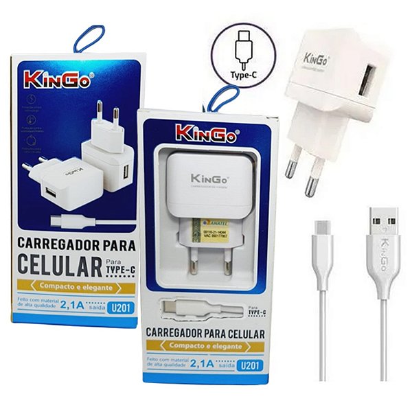 Carregador Fonte + Cabo KinGo 2.4a Tipo-c Original
