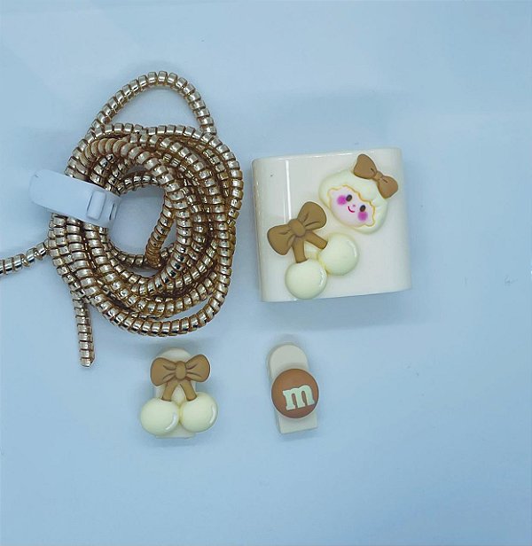 Kit Com  Protetor de cabo Protetor de Fonte e fio e protetor de Cabo