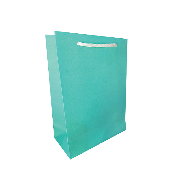 10 Sacolas de Papel Lisas Verde P - 15Lx22Ax7Fcm