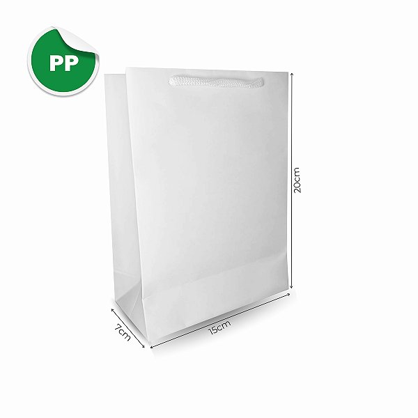 500 Sacolas de Papel Lisas Branca P - 15LX22AX7Fcm