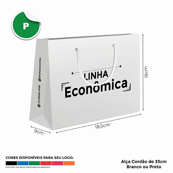 Sacolas Personalizadas de Papel 18X16X9cm - Linha 1 COR