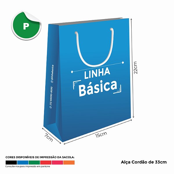 Sacolas Personalizadas de Papel 15x22x7cm - Linha Colorida