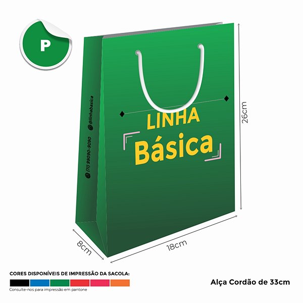 Sacolas Personalizadas de Papel 18X26x8cm - Linha Colorida