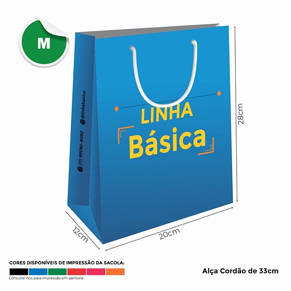 Sacolas Personalizadas de Papel 20X28X12cm - Linha Colorida