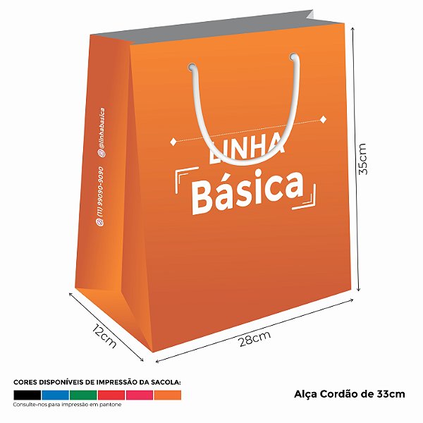 Sacolas Personalizadas de Papel 28X35X12cm  - Linha Colorida