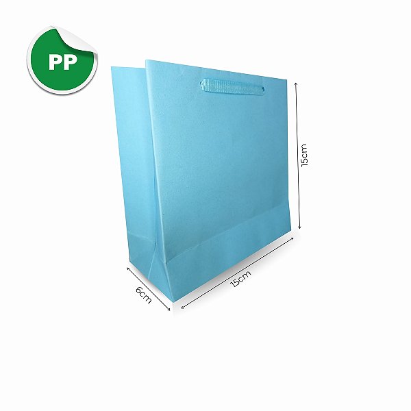 10 Sacolas De Papel Lisas Azul PP - 15LX15AX6Fcm