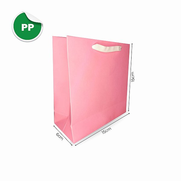 10 Sacolas De Papel Lisas Rosa PP - 15LX15AX6Fcm
