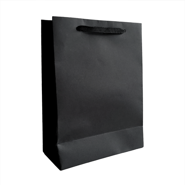10 Sacolas de Papel Lisas Preta P - 15Lx22Ax7Fcm