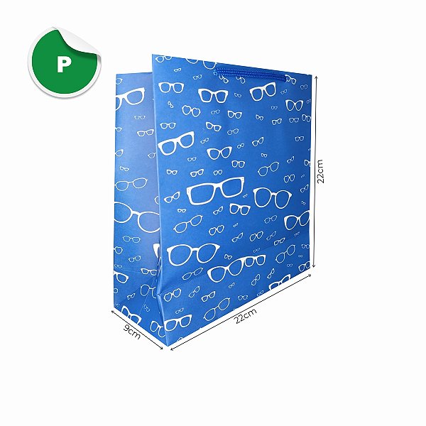 25 Sacolas de Papel Para Óticas 18x22x9cm Cor Azul