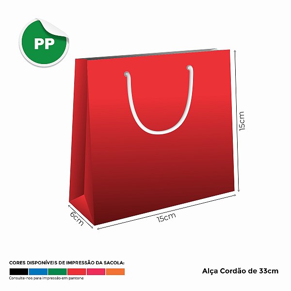 Sacola de papel 15x15x6cm - Linha Cartão Lisas c/ 250 unidades