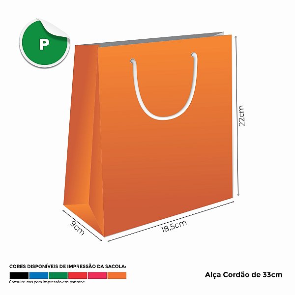 Sacola de papel 18,5X22X9cm - Linha Cartão Lisas c/ 250 unidades