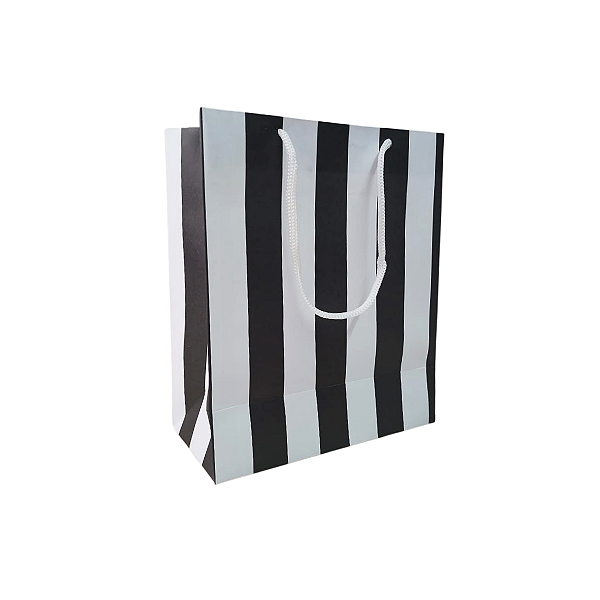 25 Sacolas Listradas Preta P – 18,5LX22AX9Fcm
