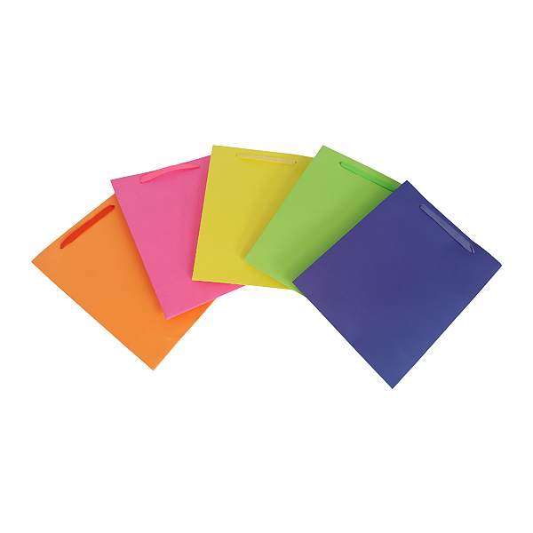 Sacolas de Papel Neon 18,5LX22AX9Fcm C/20 Cores Sortidas