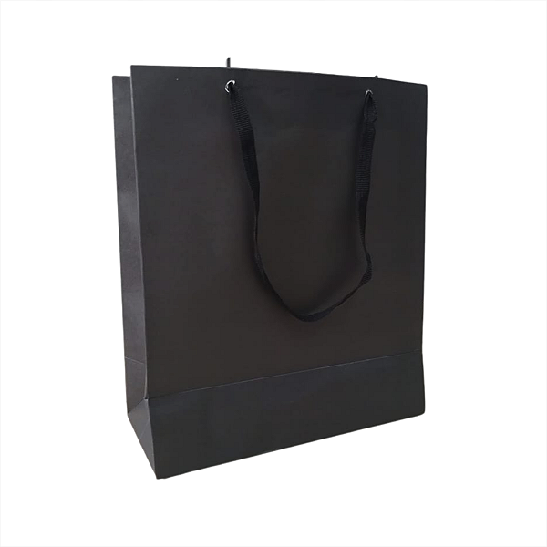 10 Sacolas de Papel Lisas Preta P - 18,5LX22AX9Fcm