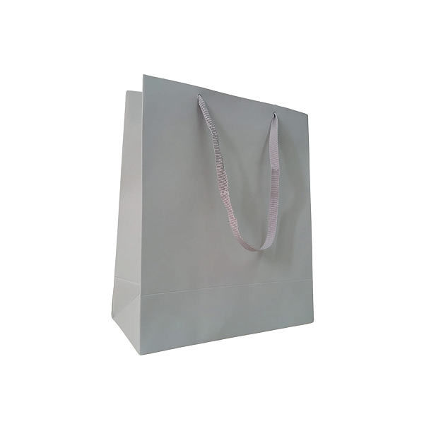 10 Sacolas de Papel Lisas Cinza P - 18,5LX22AX9Fcm